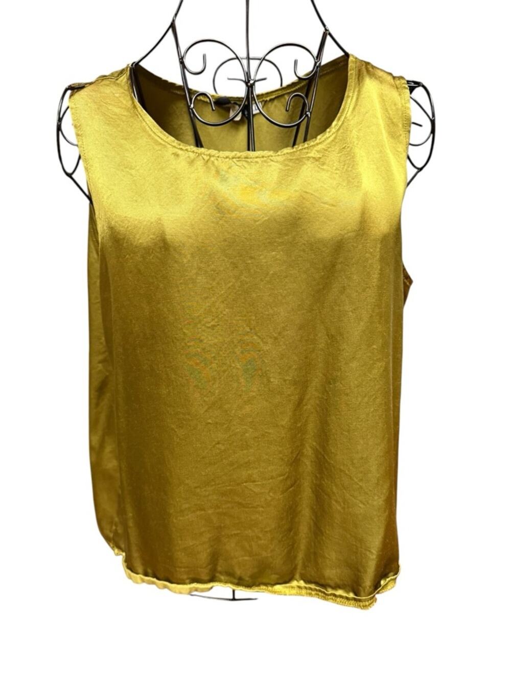 Structured Chaos Satin Scoop Neck Camisole - Mustard Yellow Large